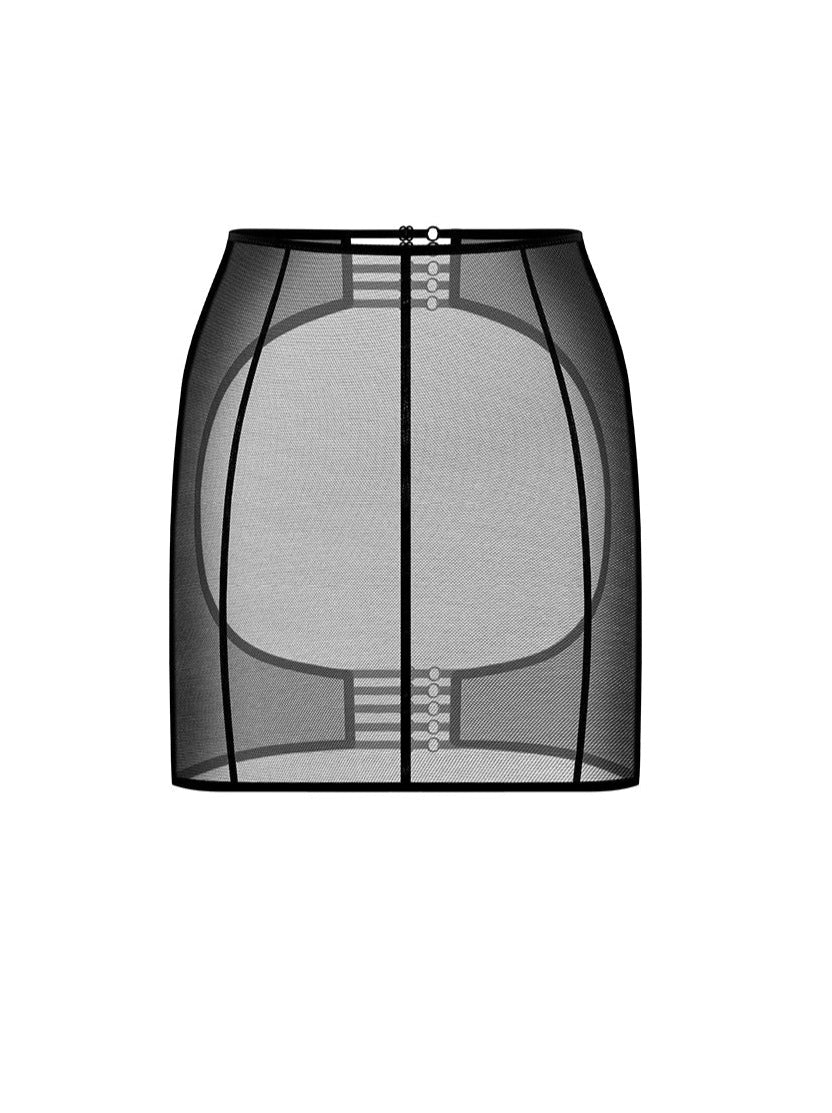 Anoeses: Mesh Spanking Skirt - Black - Image 4