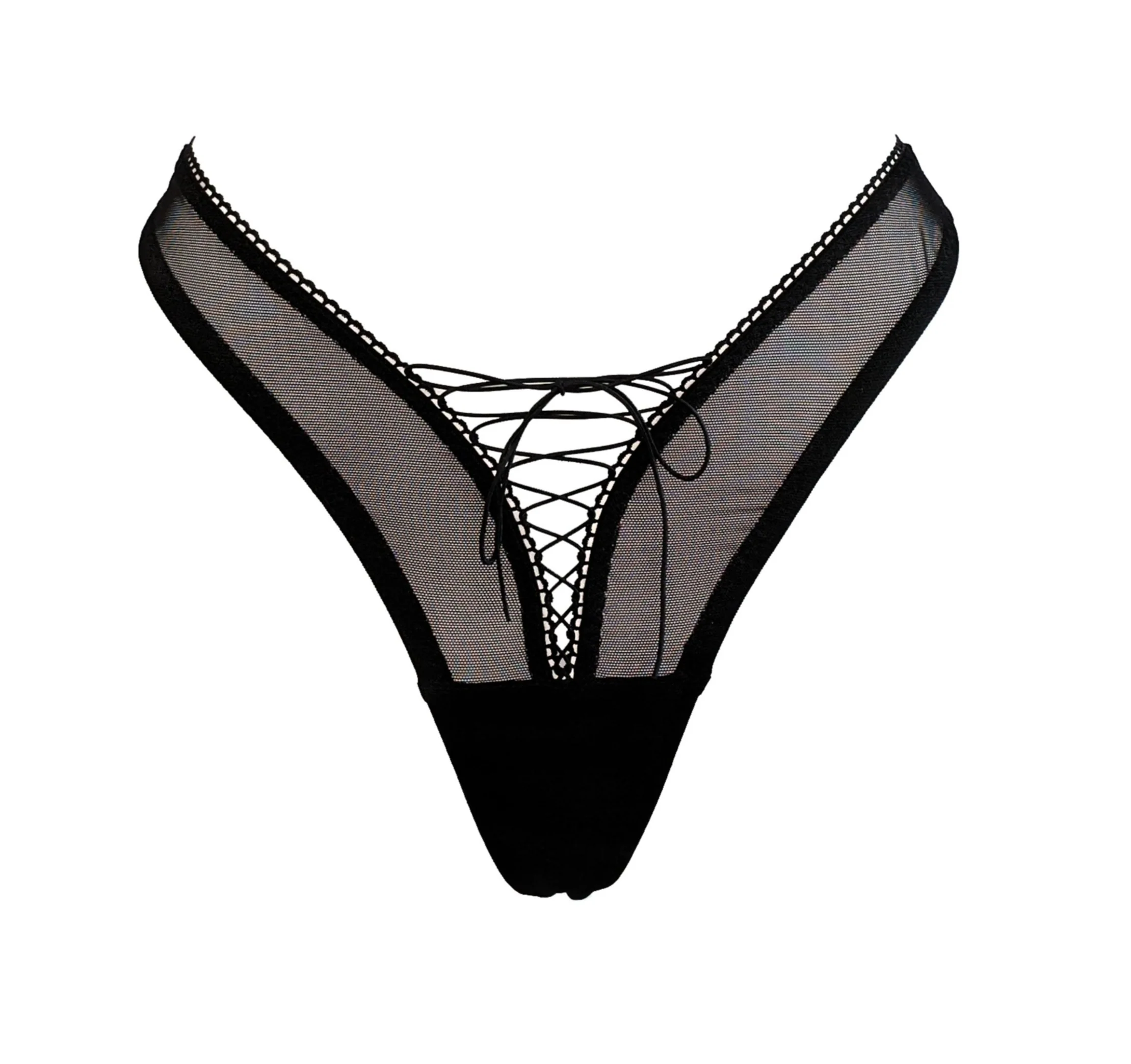 Kayleigh Peddie: Robbi Lace Up Thong - Black - Image 4